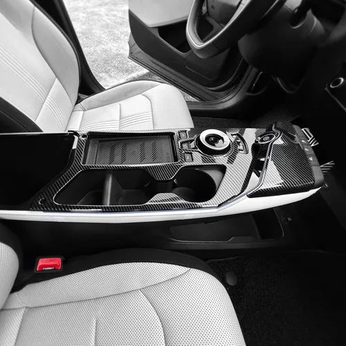 Vista 5 de YOUTOOCAR 2 cubiertas para panel de palanca de cambios compatibles con accesorios Kia EV6 2022-2026 (patrón de fibra de carbono)