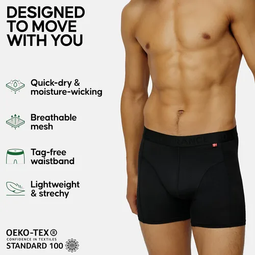 Vista 2 de DANISH ENDURANCE Calzoncillos tipo bóxer de rendimiento para hombre (paquete de 3) Absorbe la humedad, comodidad de secado rápido con ajuste extra