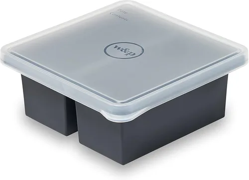 Vista 10 de W&P Cup Cubes - Bandeja de silicona para congelador con tapa, azul, hace 4 porciones perfectas de 1 taza, congela y almacena sopa, caldo, salsa
