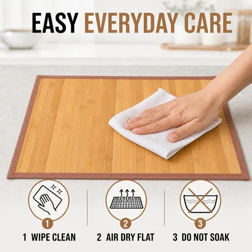 Vista 3 de Juego de 4 manteles individuales de bambú, resistentes al calor, para mesa de comedor, manteles individuales de bambú duraderos, resistentes a