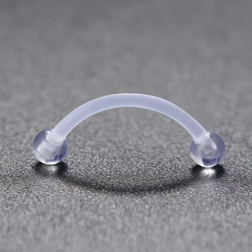 Vista 6 de 16G - Piercing de plástico transparente para cejas, ojos de serpiente, lengua, acrílico, bioflex, cartílago, hélix, tragus, pezón, vientre, labio