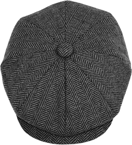 Vista 5 de Sombrero clásico de 8 paneles de mezcla de lana Newsboy Snap Brim Collection para hombre 2317-gris oscuro