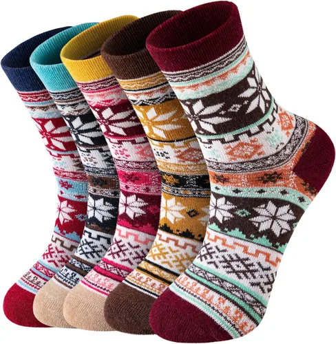 Vista 8 de Wool Socks for Women - Soft 5 Pairs Wool Socks Womens for Winter Hiking