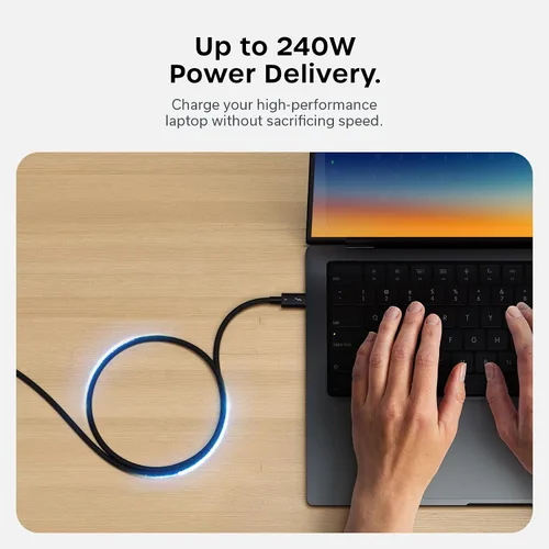 Vista 4 de Satechi Cable Thunderbolt 5 certificado, carga PD de 240 W, datos de 120 Gb