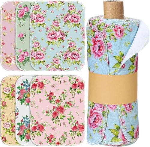 Vista 14 de Paquete de 6 paños de cocina reutilizables, toallas de algodón, flores silvestres