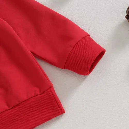 Vista 4 de BOIBOKOKO Traje de Navidad para bebé niño pequeño, sudadera con texto en inglés "Santa Is My Bestie", pantalones deportivos de color sólido, ropa