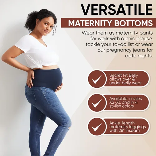 Vista 8 de Motherhood Maternity Jegging de mezclilla para mujer color azul índigo Azul