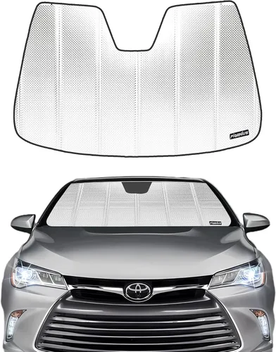 Vista 6 de Pigenius Parasol para parabrisas para Toyota Camry 2012-2017 (sin corte de sensor, 2012-2014 todos), acabado plateado metálico