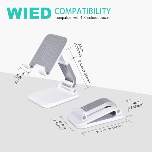 Vista 3 de Aotedor Soporte ajustable para teléfono de escritorio, diseño ergonómico, portátil, manos libres, compatible con iPhone y Samsung