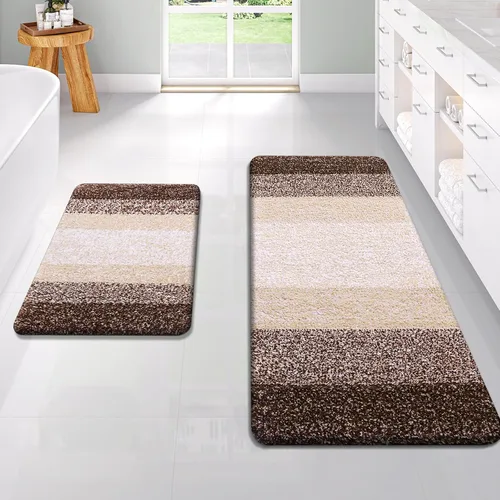 Vista 117 de OLANLY - Juego de tapetes para baño de 2 piezas, de microfibra, suaves y absorbentes, antideslizantes, lavables a máquina y para secadora, felpudos
