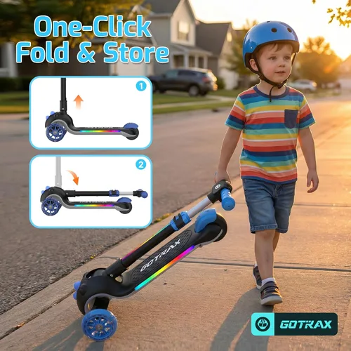 Vista 4 de Gotrax SK1 Scooter eléctrico plegable, 3 ruedas para niños a partir de 4 Negro