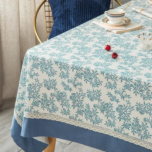 Vista 9 de GLORY SEASON Mantel rústico de tela de algodón sólido con bordes retro, manteles clásicos de lino con estampado de hojas de plantas, cubierta