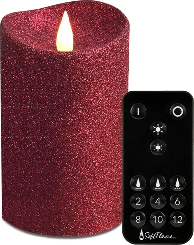 Vista 14 de Velas de Navidad sin llama con control remoto, 7,6 cm x 12,7 cm, Velas parpadeantes de cera real con mecha 3D, pilas, vela de árbol de Navidad Árbol