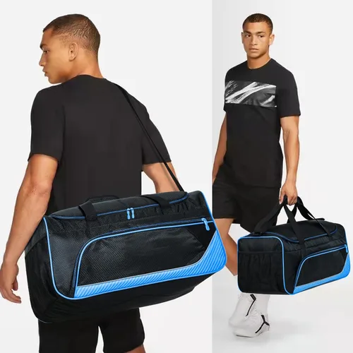 Vista 2 de Uarition Bolsa de gimnasio para hombre, 21 pulgadas, grande, para viajes y deportes, AzulNegro, Bolsa de gimnasio para hombre