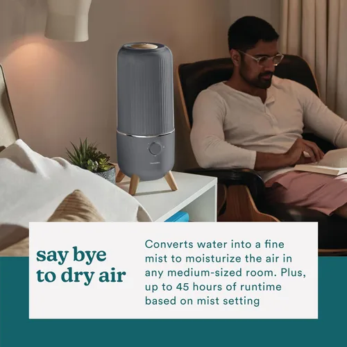 Vista 4 de Homedics - Humidificador ultrasónico, para dormitorios y oficinas en casa, tanque de 0.97 galones, tiempo de funcionamiento de 45 horas, vapor frío