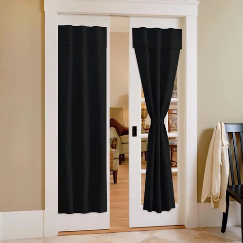 Vista 29 de NICETOWN Biscotti - Cortinas opacas para puerta francesa, color beige, 72 pulgadas de largo Cortina de ventana portátil de granja autoadhesiva