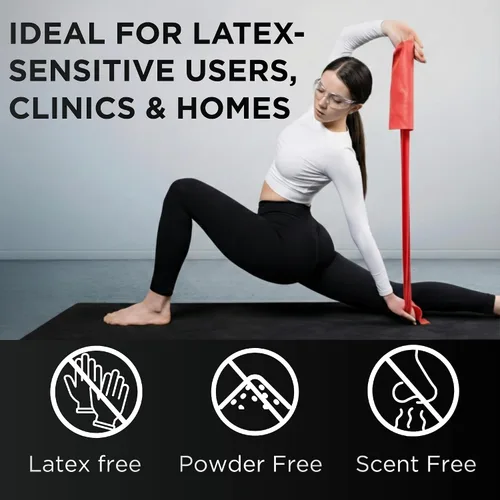 Vista 4 de THERABAND Resistance Band Red, Medium, 25-Yd Roll, Latex-Free Elastic Exercise Band for Physical Therapy, Yoga, Pilates, Stretching, Home Workouts