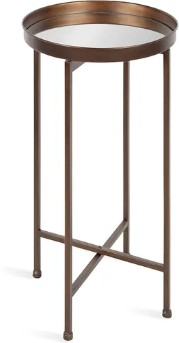 Vista 15 de Kate and Laurel Celia - Mesa decorativa redonda de metal plegable con bandeja superior, negro