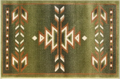 Vista 4 de Masada Masada Rugs Southwest - Alfombra nativa americana de 2 x 3 pies, color verde