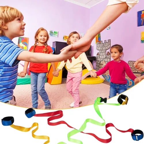 Vista 6 de Kajaia Cuerda de seguridad para niños con 14 asas, cuerda de seguridad ajustable colorida para exteriores para preescolar, guardería, guardería