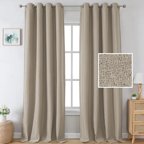 Vista 44 de H.VERSAILTEX Cortinas opacas de lino de 45 pulgadas de largo para dormitorio/sala de estar con aislamiento térmico con ojales, cortinas de lino