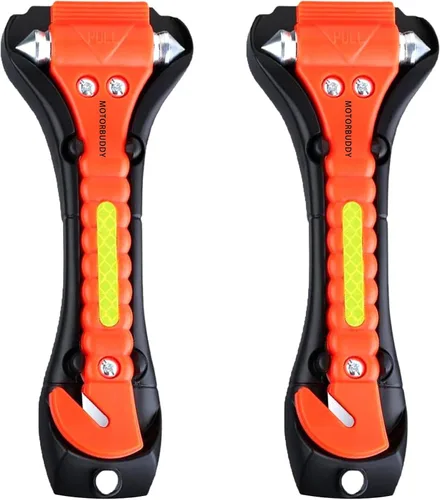 Vista 10 de MOTORBUDDY Rompedor de Ventanas Cortador de Cinturón de Seguridad, Herramienta Rompedor de Ventanas de Coche, Rompedor de Vidrio de Emergencia