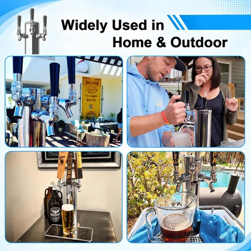 Vista 6 de Kegerator Tower Torre de cerveza estándar de 3 grifos con grifo de cerveza de cierre automático