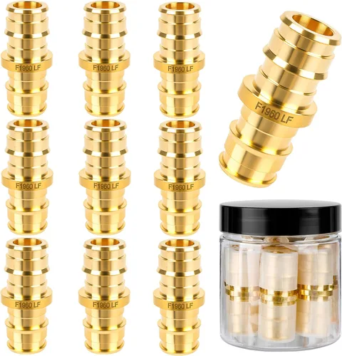 Vista 13 de PEX-A - Paquete combinado de accesorios de expansión – 1/2 pulgada en T y codo, paquete de 10 (5 T + 5 codos), latón sin plomo, compatible