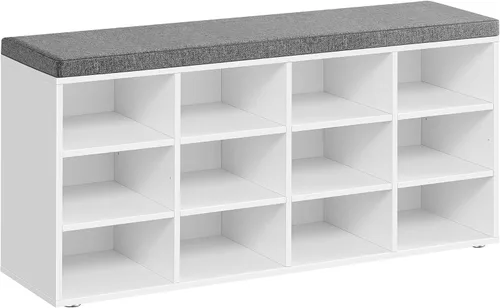 Vista 13 de VASAGLE - Colección CUSTOS - Banco para zapatos, banco de almacenamiento con asiento acolchado, banco de entrada con 9 compartimentos