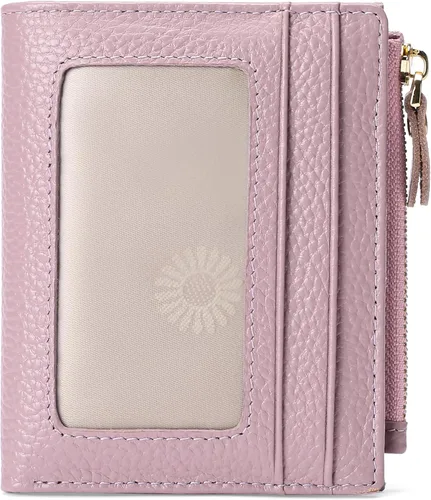Vista 10 de FALAN MULE - Carteras pequeñas para mujer con bloqueo RFID, piel auténtica, cartera plegable delgada con cremallera y monedero para monedas