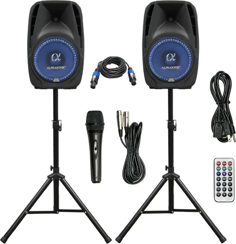 Vista 9 de Par de bocinas Alphasonik todo en uno de 8 pulgadas con potencia de 800W PRO DJ amplificados con Bluetooth