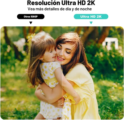 Vista 2 de Cámara de seguridad inteligente inalámbrica 2K UHD para interior/exterior, cámara WiFi alimentada por batería con visión nocturna a color, detección