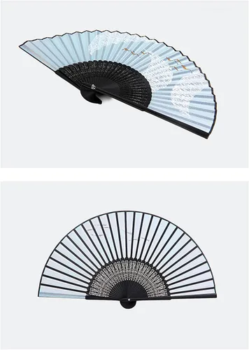 Vista 3 de ERTUO Chinese Style Folding Fan Retro Hollow Fan Daily Portable Hanfu Cheongsam Accessories(Colora)