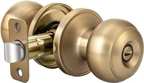 Vista 35 de Goldenwarm Pomos de puerta de paso de bronce champán, 1 paquete de pomos para puerta de armario interior, juego de perillas de puerta de paso