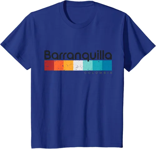Vista 58 de Barranquilla Colombia - Camiseta de diseño vintage de estilo retro, Blanco, S