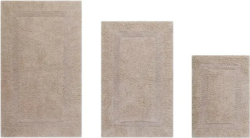 Vista 515 de Better Trends - Juego de 2 alfombras de baño 100% algodón, extra suaves, con borlas, de 17" x 24", alfombra de baño superabsorbente y reversible
