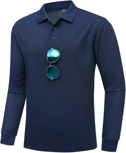 Vista 2 de MOERDENG Polo de golf para hombre, ajuste regular, secado rápido, táctico, manga corta y larga, camiseta de tenis