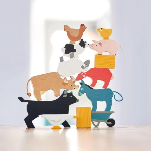 Vista 3 de Tender Leaf Toys - Juego de corral apilable para niños - Juego de animales para fomentar el pensamiento lógico, inspirar el juego imaginativo