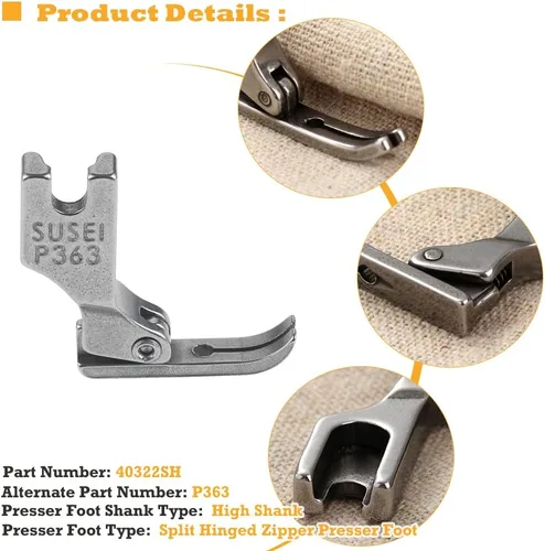 Vista 5 de 4 piezas diferentes prensatelas de cremallera P36L P36N P363 S518N compatibles con JUKI Brother Singer Consew típicas máquinas de coser industriales