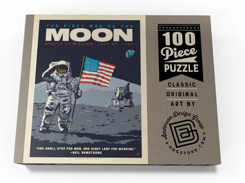 Vista 4 de MyPuzzle NASA 1969: First Man On The Moon - Póster vintage - Rompecabezas de 100 piezas prémium para adultos