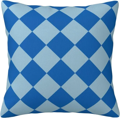 Vista 23 de Aspen - Fundas de almohada doradas y azul princesa a cuadros retro para sofá, fundas de cojín decorativas para decoración del hogar, habitación