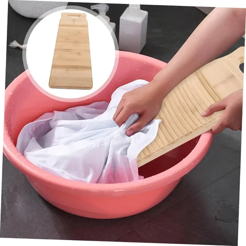 Vista 9 de Hemoton Tabla de lavado de madera, tabla de lavar a mano, tabla de lavar a mano para suministros de lavandería para el hogar, L