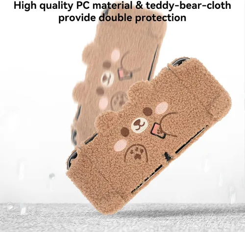 Vista 2 de GeekShare Cute Plush Protective Case Cover Compatible with Nintendo Switch OLED Console and Joy Con - Shock-Absorption and Anti-Scratch Skin Case