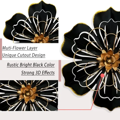 Vista 2 de Decoración artística de pared de flores de metal, escultura floral moderna y rústica de 8.3 pulgadas, hierro envejecido para colgar en la pared