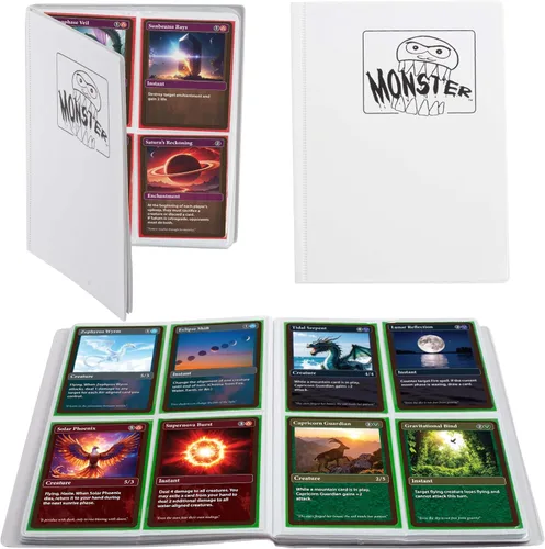 Vista 11 de Monster - Carpeta para tarjetas coleccionables de 4 bolsillos, álbum Holofoil negro, protección TCG antirrobo y anticaídas con bolsillos laterales