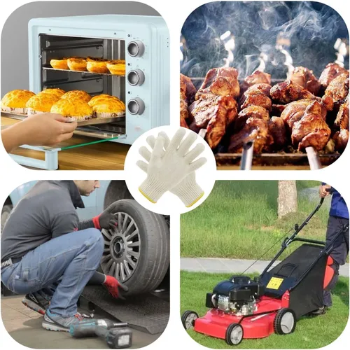 Vista 3 de PerfSign 4 pares de guantes de horno con dedos, guantes delgados y ligeros resistentes al calor para cocinar, hornear, barbacoa, seguridad