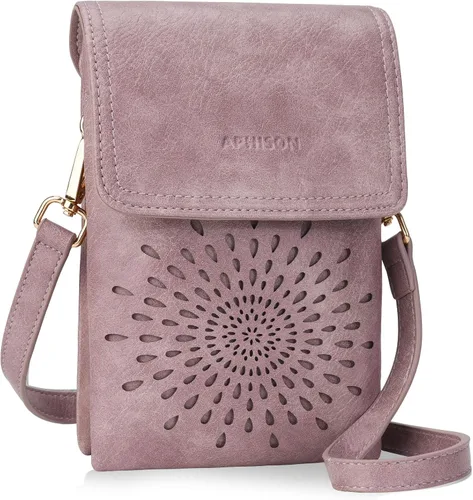 Vista 8 de APHISON Bolsos cruzados pequeños para mujer, a la moda, cartera de cuero para teléfono, monederos para tarjetas, ranuras para tarjetas con correa