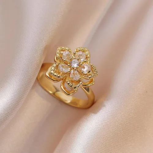 Vista 28 de Sunflower Ring Spinning Fidget Rings for Anxiety Open Adjustable Spinner Sun Ring Creative Relieving Stress Rotating Jewelry