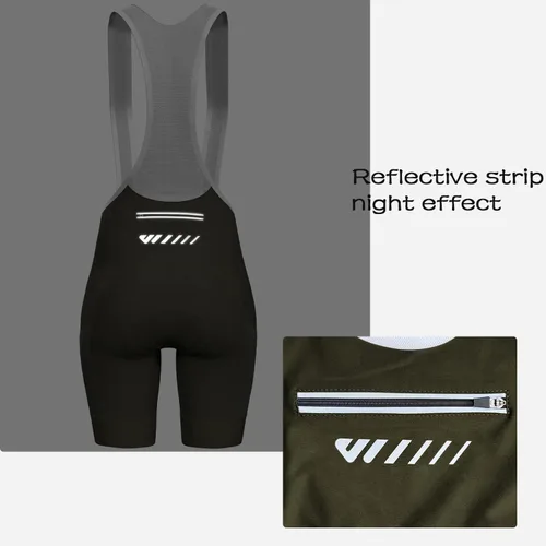 Vista 4 de Lo.gas Baberos de ciclismo para mujer, pantalones cortos de ciclismo acolchados para mujer, con relleno, pantalones de ciclismo 4D con bolsillos