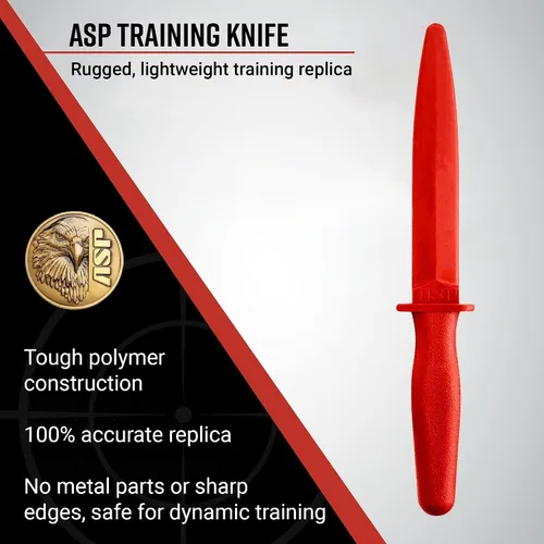 Vista 2 de ASP Cuchillo rojo para entrenamiento y práctica con artes marciales, defensa, utilería, táctica, aplicación de la ley, militares